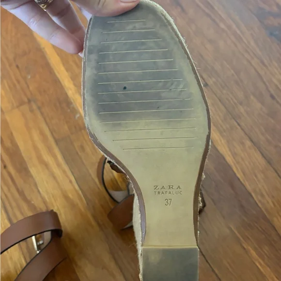 Zara Brown Leather Strappy Sandals, Sz 7 - Picture 6 of 6